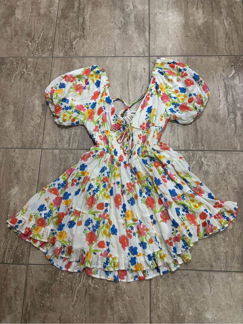 Free People Perfect Day floral spring colorful ruffle mini dress